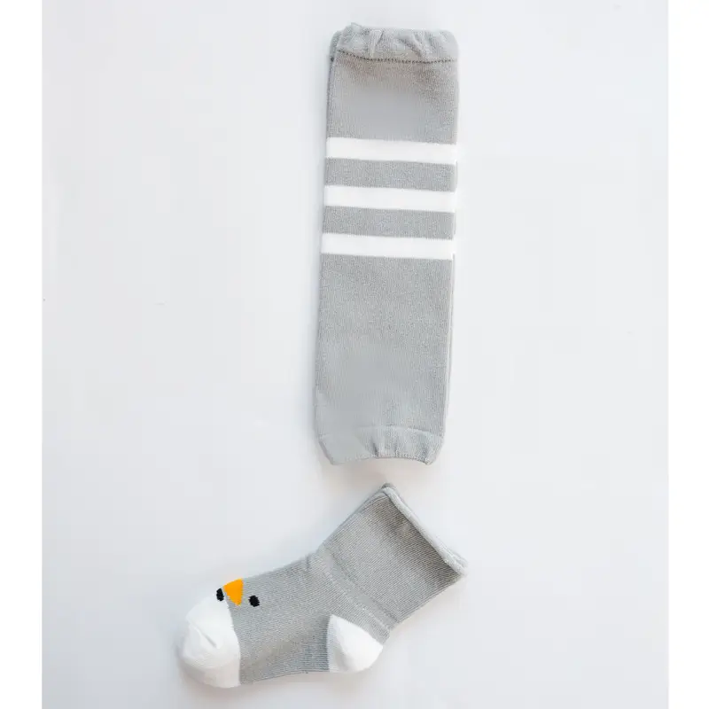 Baby Knee Pads Cartoon Socks Grey Cotton Autumn Winter - Image 4