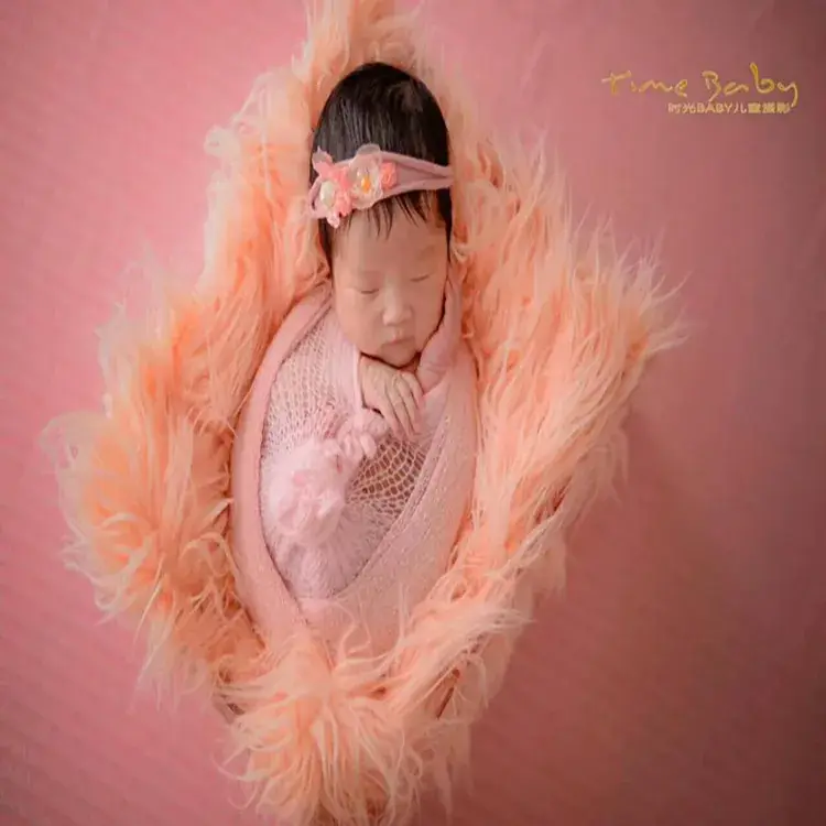 White Faux Fur Roller Blanket for Newborn Photography