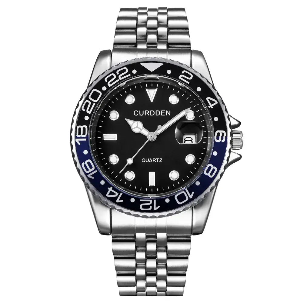 Men's Gold Quartz Wrist Watch with Black Dial - Image 9