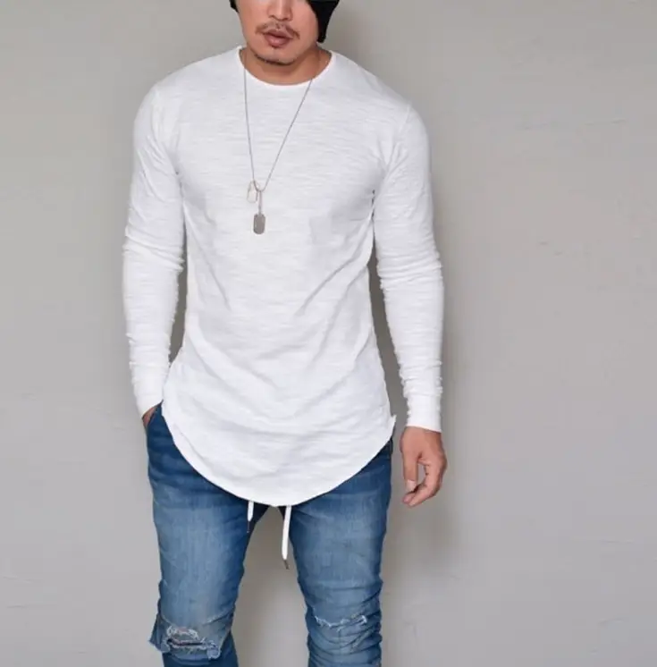 New Men's White Long Sleeve Slim Fit T-Shirt - Image 5