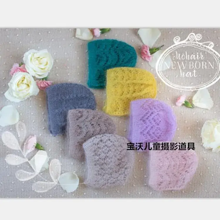 Baowo Newborn Baby Photo Shoot Mohair Crochet Hat - Image 26