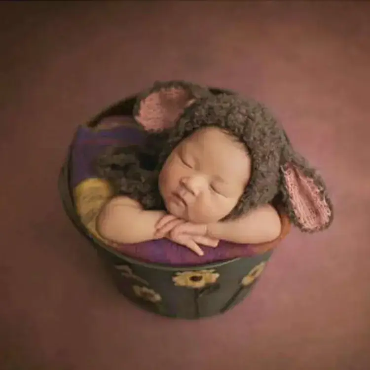 Newborn Baby Hat with Rabbit Ears for Photography Studio