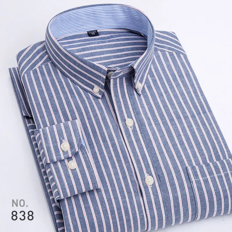 Men Purple Striped Oxford Shirt No. 851 - Image 11
