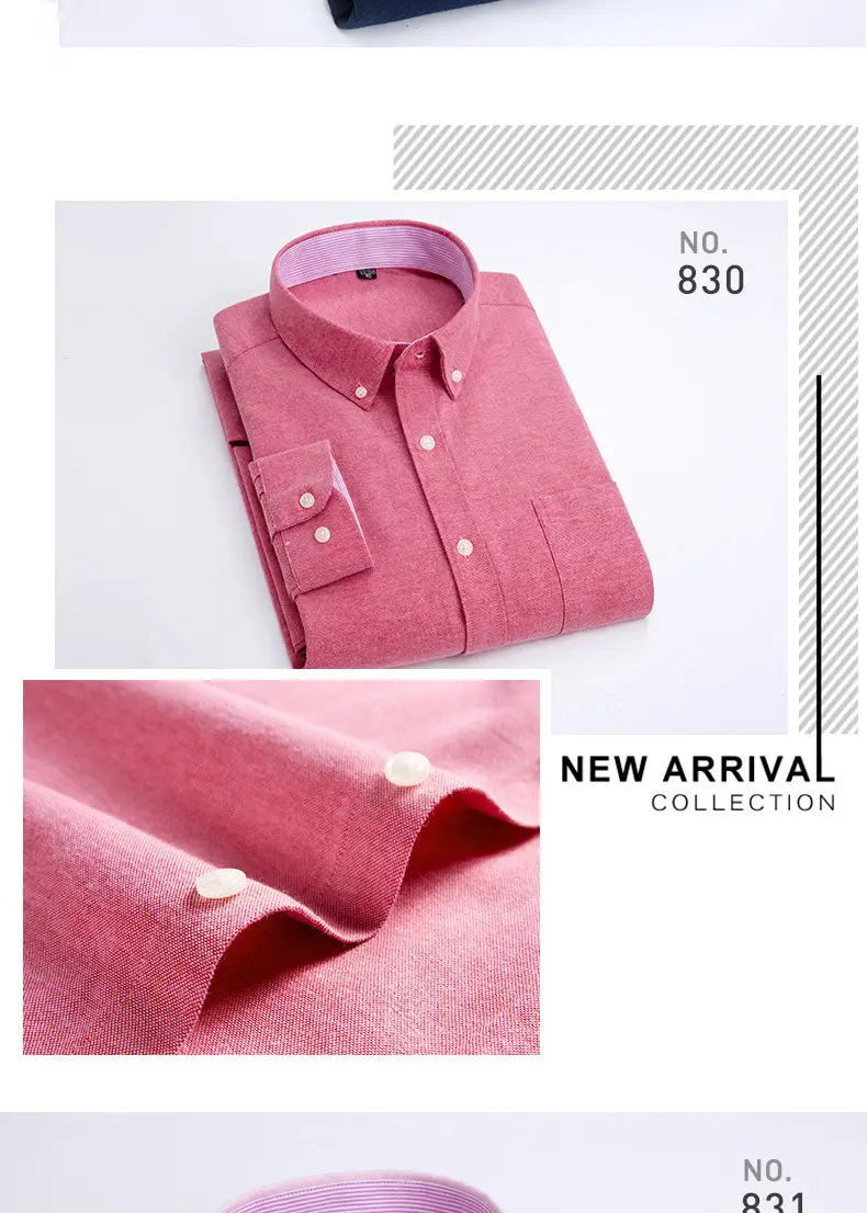 Men Purple Striped Oxford Shirt No. 851 — feature 20
