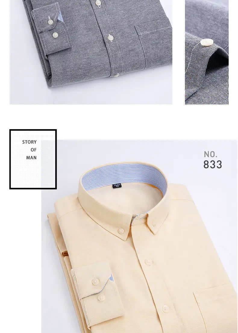 Men Purple Striped Oxford Shirt No. 851 — feature 22