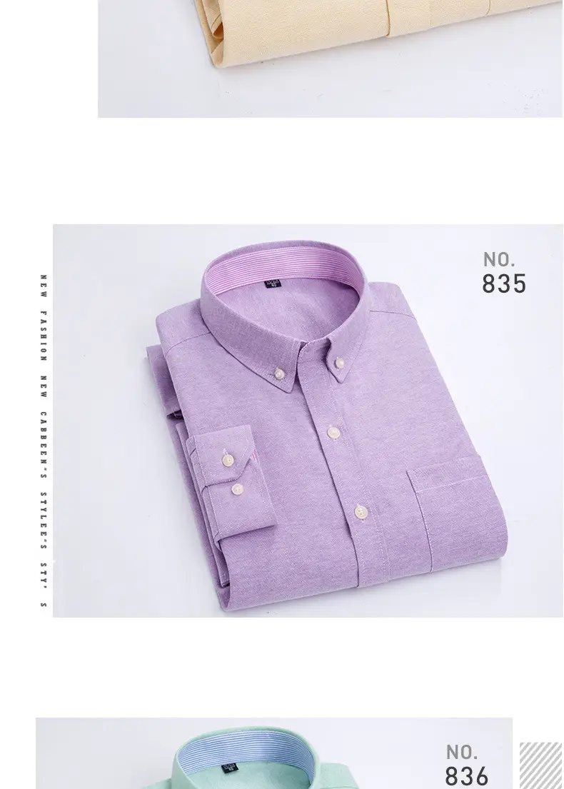 Men Purple Striped Oxford Shirt No. 851 — feature 23
