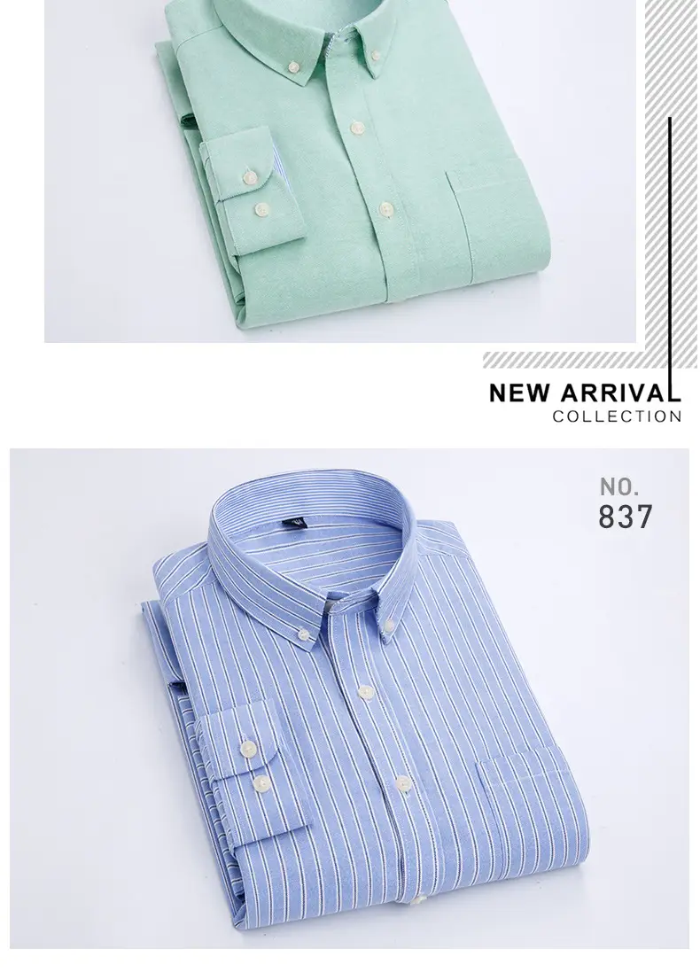 Men Purple Striped Oxford Shirt No. 851 — feature 24