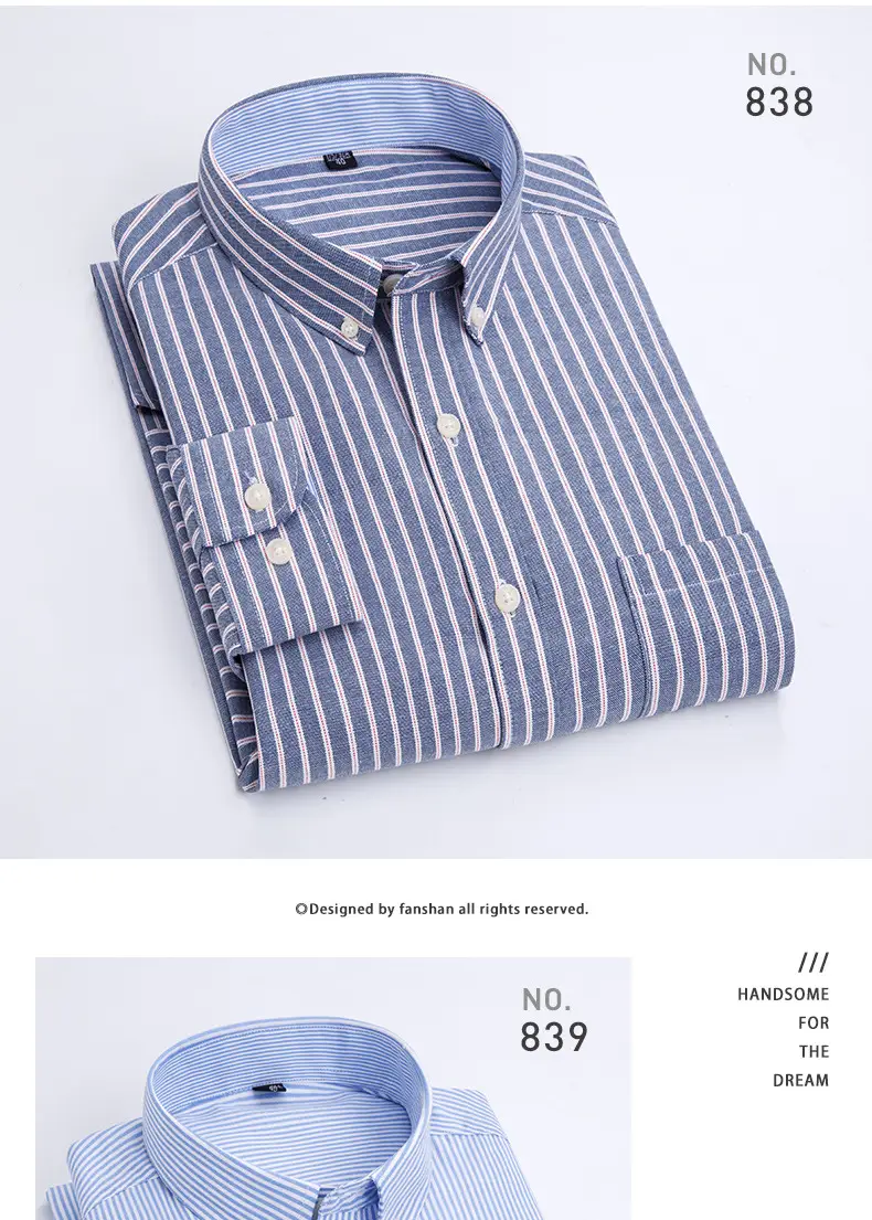 Men Purple Striped Oxford Shirt No. 851 — feature 25