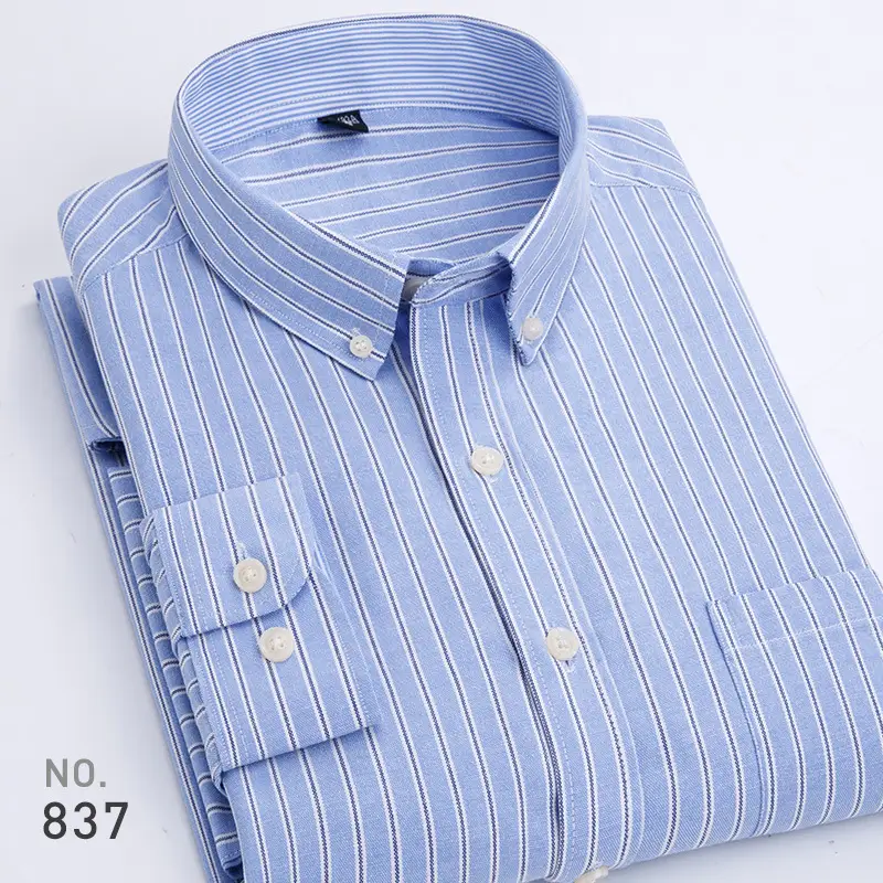 Men Purple Striped Oxford Shirt No. 851 - Image 10