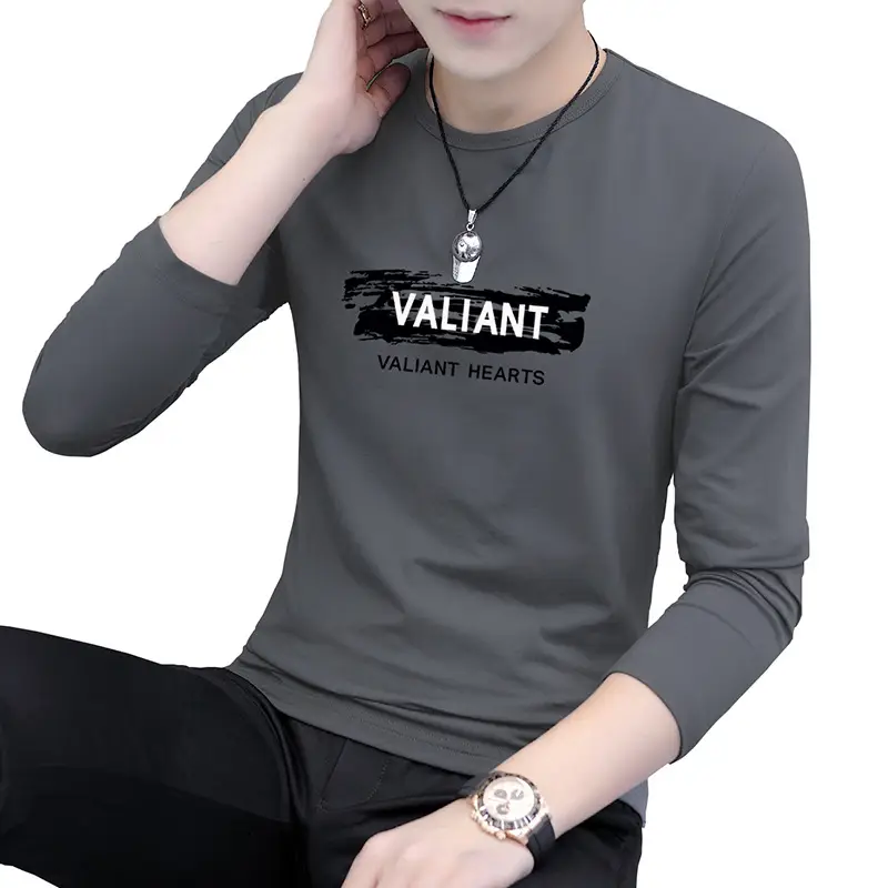 Men Valiant Printed Long Sleeve T-Shirt Large Grey - Image 10