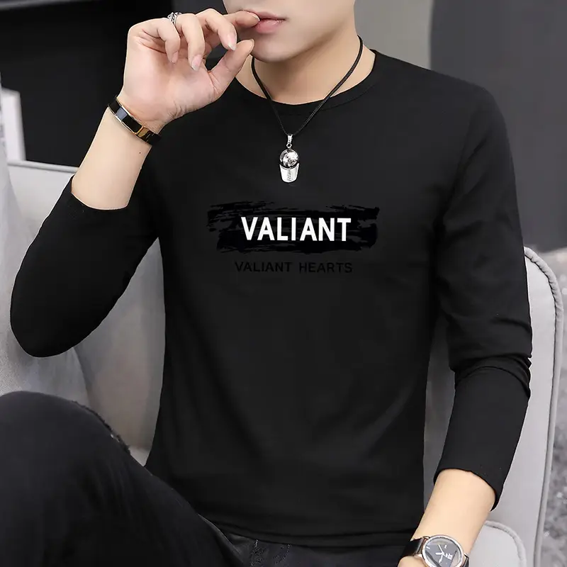 Men Valiant Printed Long Sleeve T-Shirt Large Grey - Image 2