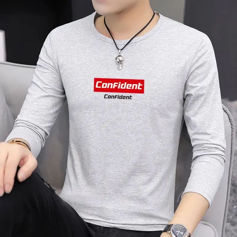 Men Valiant Printed Long Sleeve T-Shirt Large Grey - Image 8