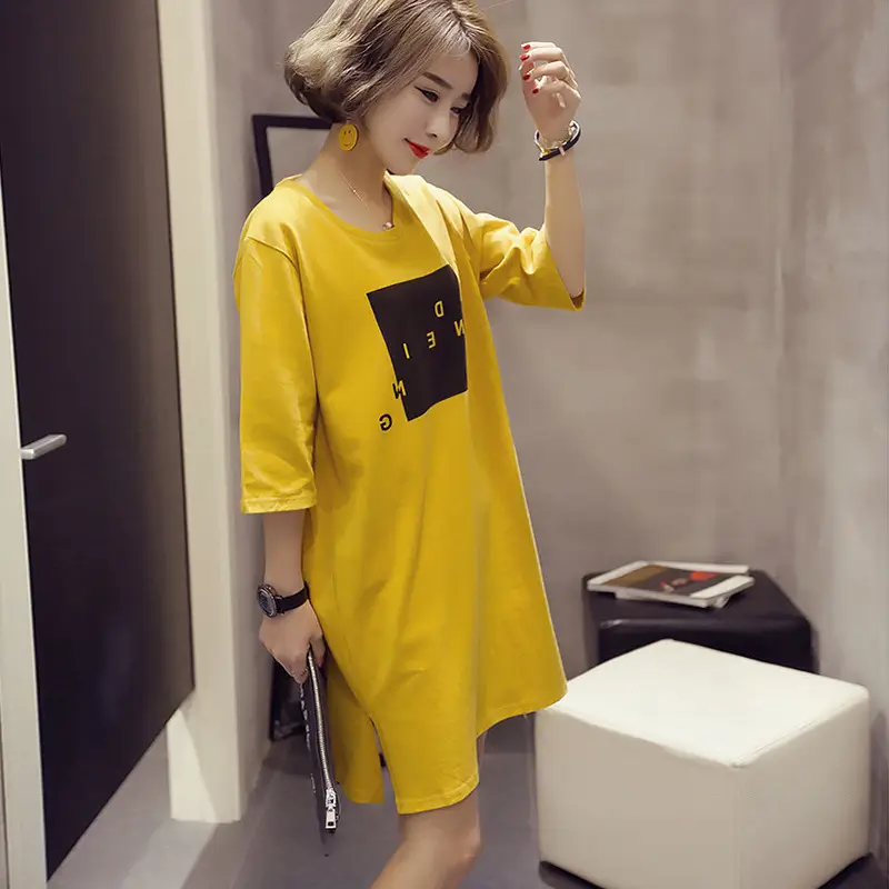 2025 Summer Korean Style Yellow Slit Dress Women - Image 5