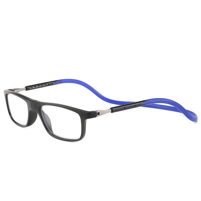 New Style Hanging Neck Reading Glasses with Magnetic Folding Design for Men and Women, Made of Resin and Silicone, Suitable for the Elderly, with Telescopic Lenses for Presbyopia