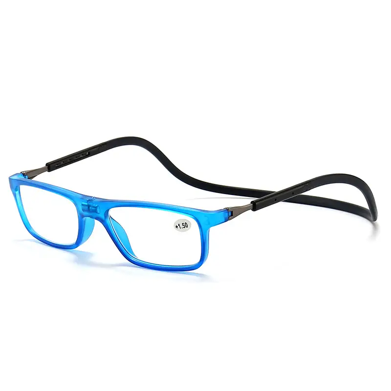 New Style Hanging Neck Reading Glasses with Magnetic Folding Design for Men and Women, Made of Resin and Silicone, Suitable for the Elderly, with Telescopic Lenses for Presbyopia