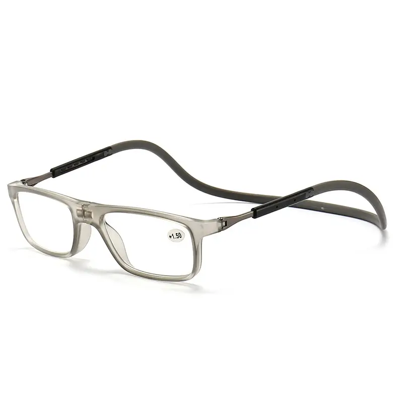 New Style Hanging Neck Reading Glasses with Magnetic Folding Design for Men and Women, Made of Resin and Silicone, Suitable for the Elderly, with Telescopic Lenses for Presbyopia