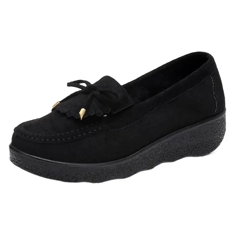 Women's Black Platform Wedge Heels Medium Heels