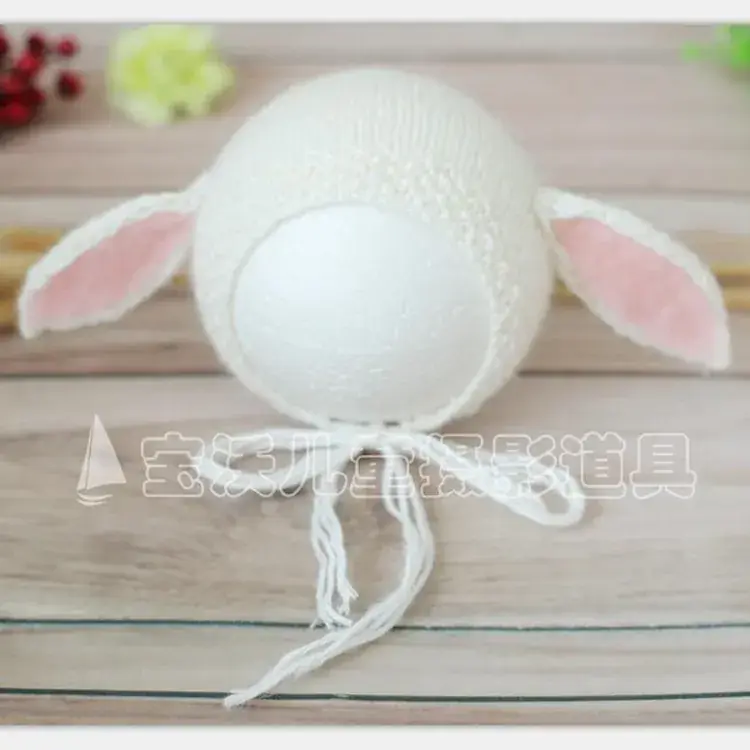 White Knitted Long Ears Baby Hat for Boys Girls - Image 5