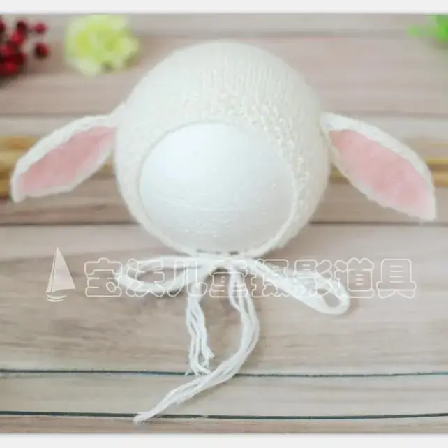 White Knitted Long Ears Baby Hat for Boys Girls - Image 2