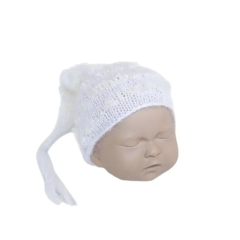 White Knitted Baby Hat for Newborns - Image 9
