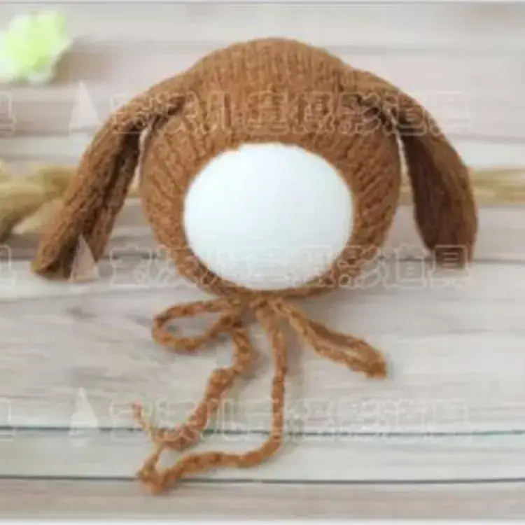 Brown Knitted Baby Head Photo Props Set - Image 7