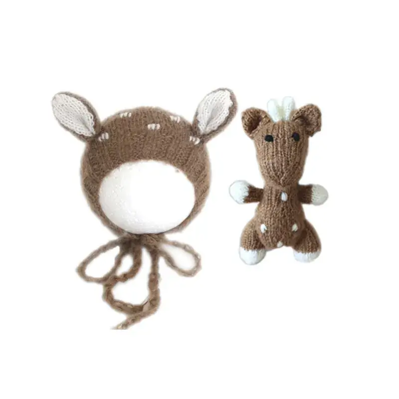 Brown Knitted Baby Head Photo Props Set - Image 8