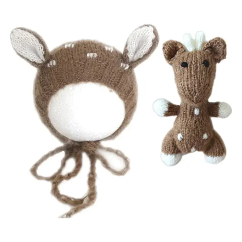 Brown Knitted Baby Head Photo Props Set