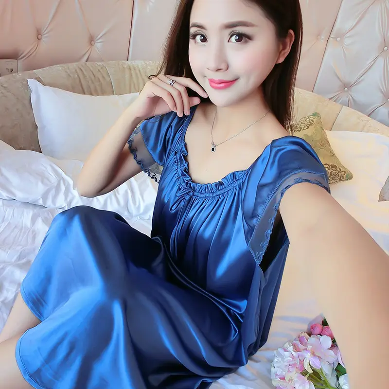 Women's Pink Silk Nightgown Large Size - Image 11