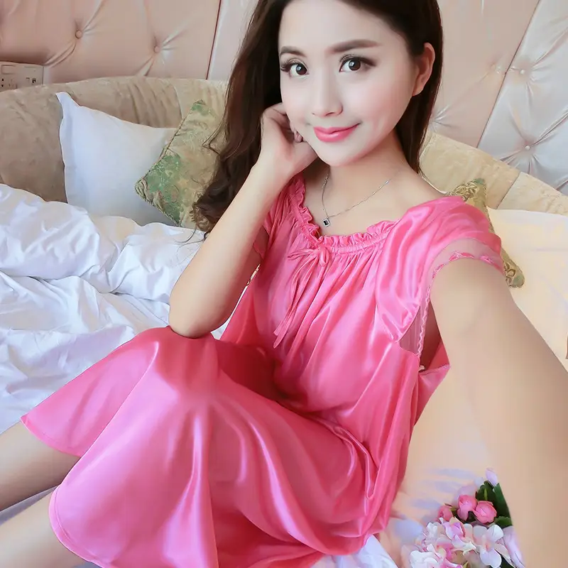 Women's Pink Silk Nightgown Large Size - Image 13