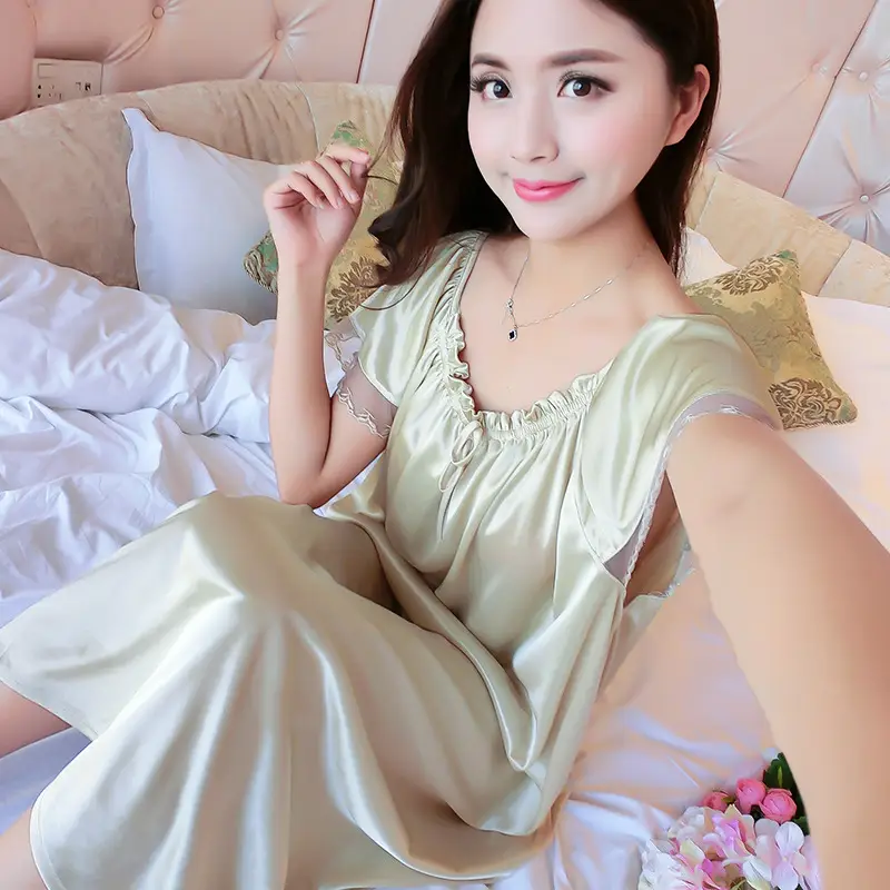 Women's Pink Silk Nightgown Large Size - Image 14