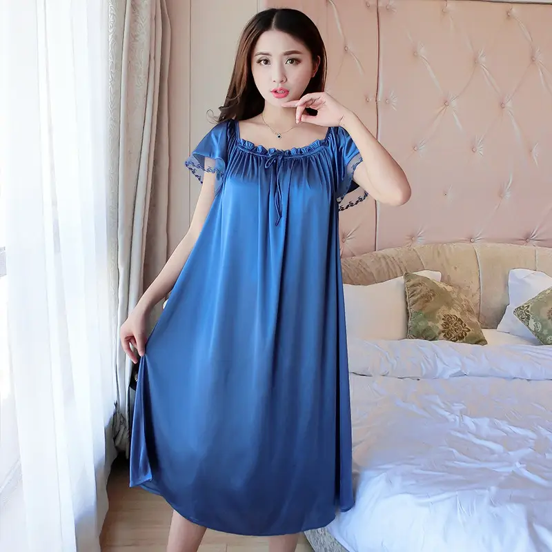 Women's Pink Silk Nightgown Large Size - Image 3