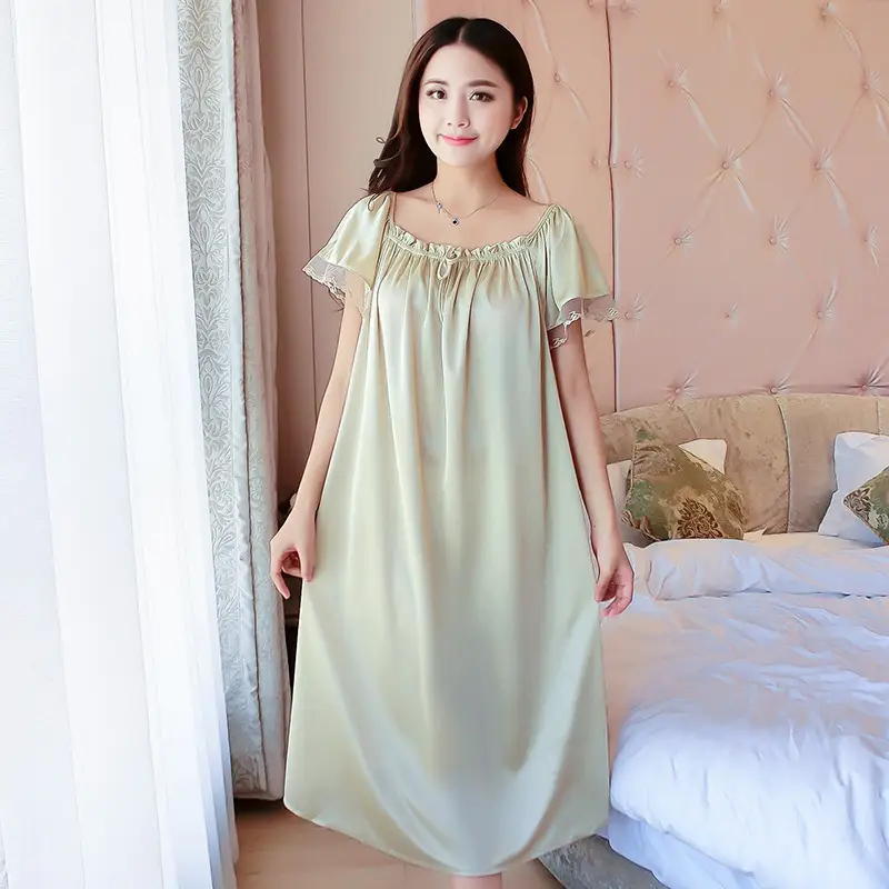 Women's Pink Silk Nightgown Large Size - Image 6