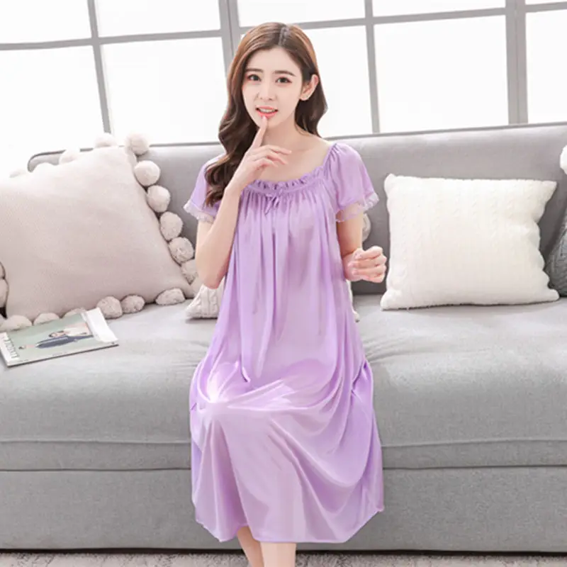 Women's Pink Silk Nightgown Large Size - Image 9