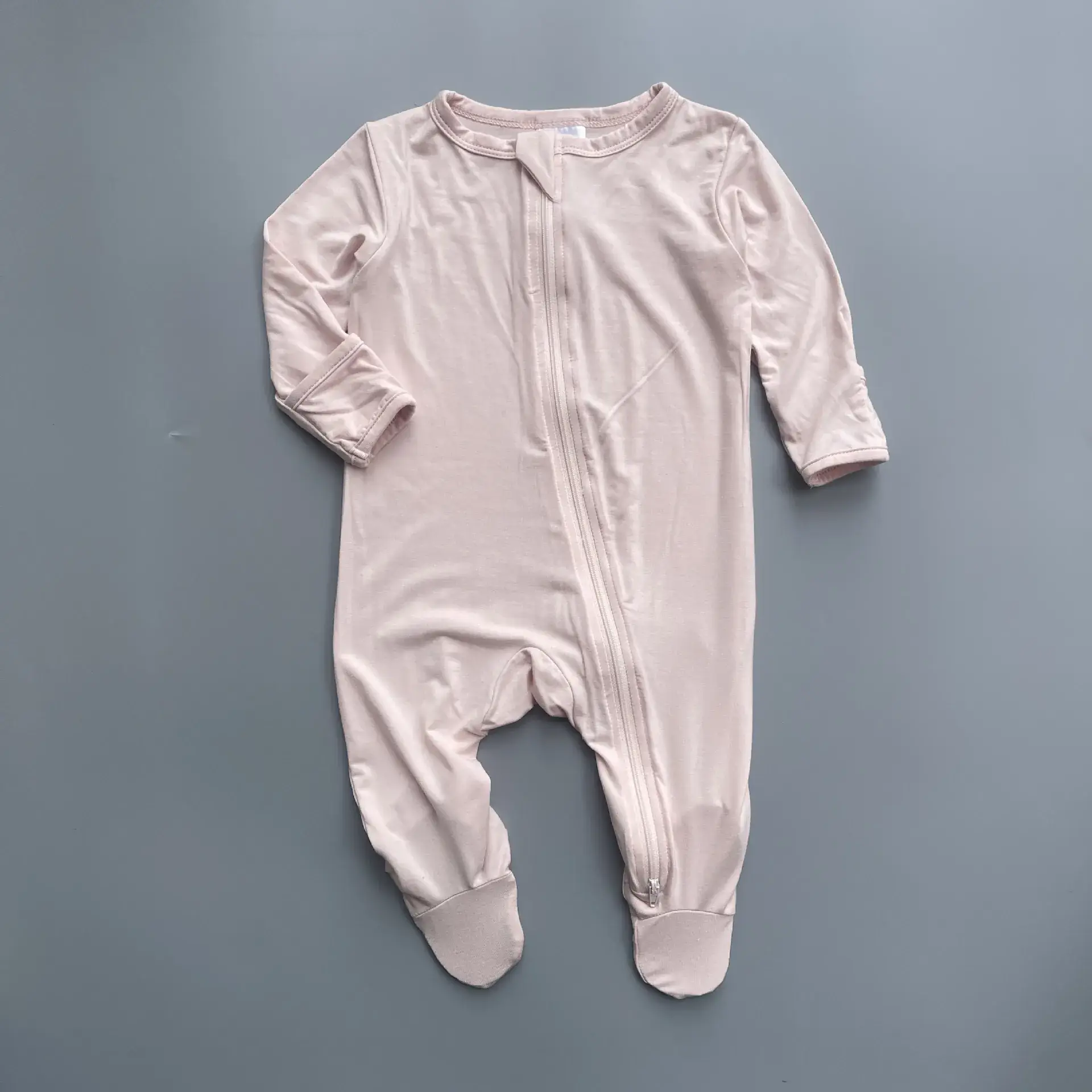 Newborn Baby Crawler Suit Soft Bamboo Fiber Light Pink & Mint