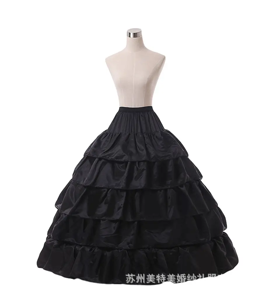 Five-Layer Lotus Leaf Skirt Bridal Dress Red Black White - Image 3