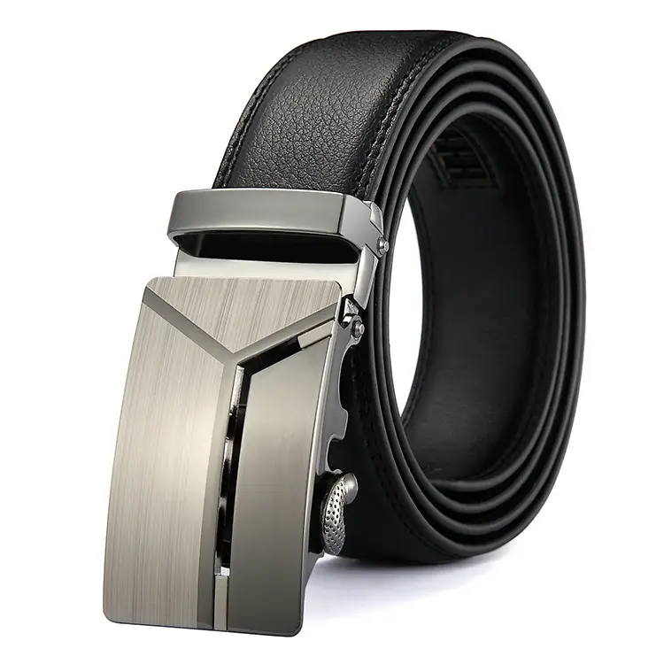 Men's Black Leather Belt with Silver Buckle - Image 10