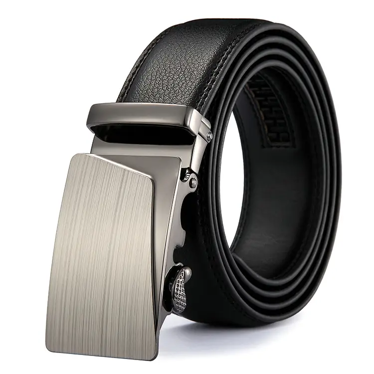 Men's Black Leather Belt with Silver Buckle - Image 11