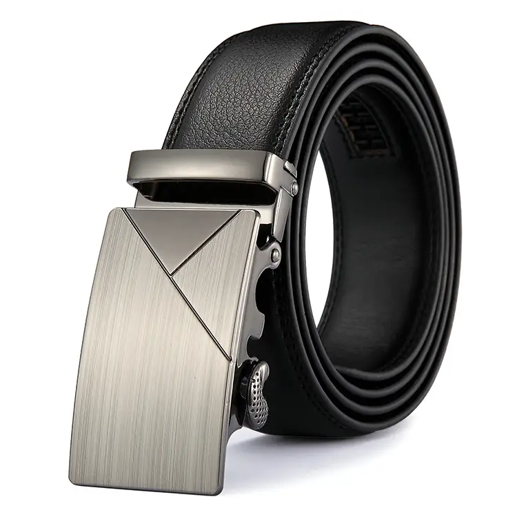 Men's Black Leather Belt with Silver Buckle - Image 6