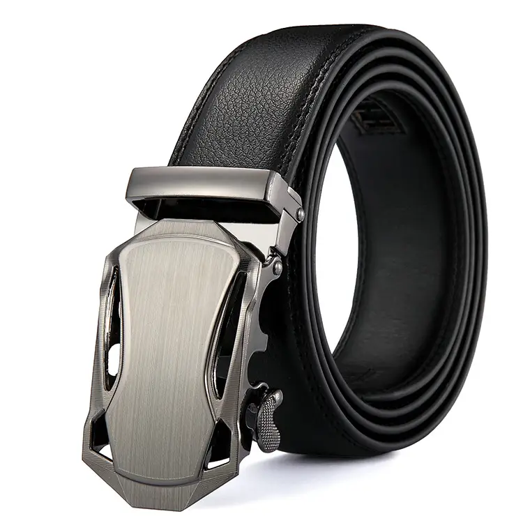 Men's Black Leather Belt with Silver Buckle - Image 9