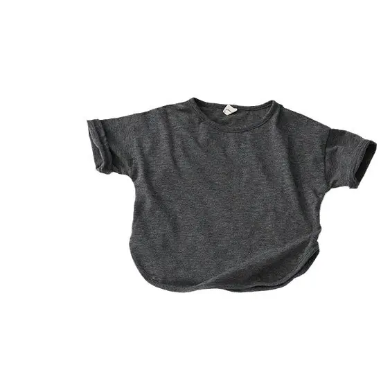 2026 Summer Kids T-Shirt Short Sleeve Korean Style Loose Solid Color - Image 8