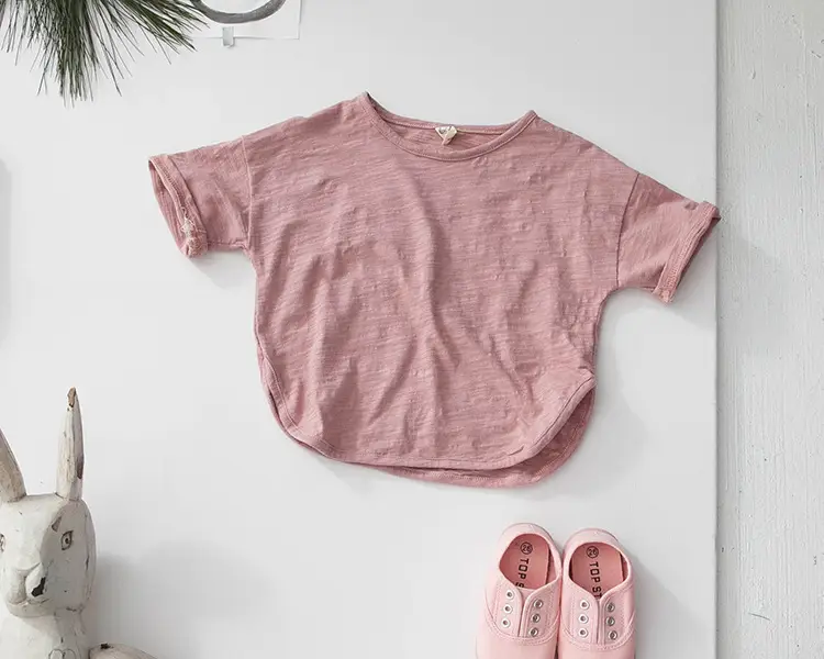 2026 Summer Kids T-Shirt Short Sleeve Korean Style Loose Solid Color — feature 18