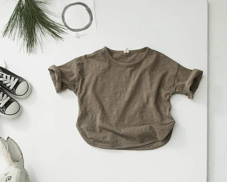 2026 Summer Kids T-Shirt Short Sleeve Korean Style Loose Solid Color — feature 7