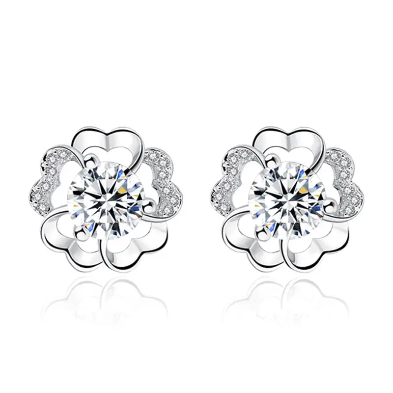 Silver Plated Flower Stud Earrings for Women - Image 5