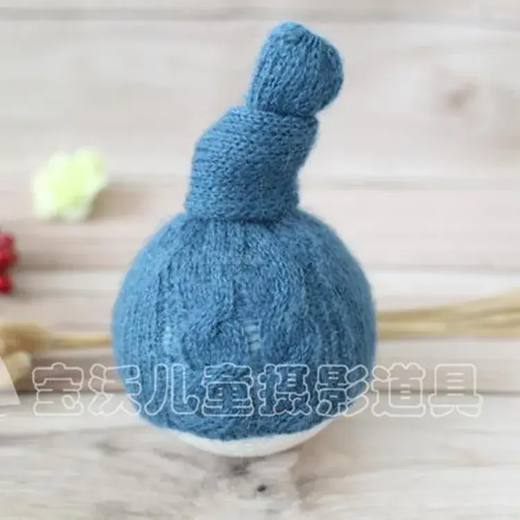 Blue Knitted Baby Hat for Boys Girls Photography Props