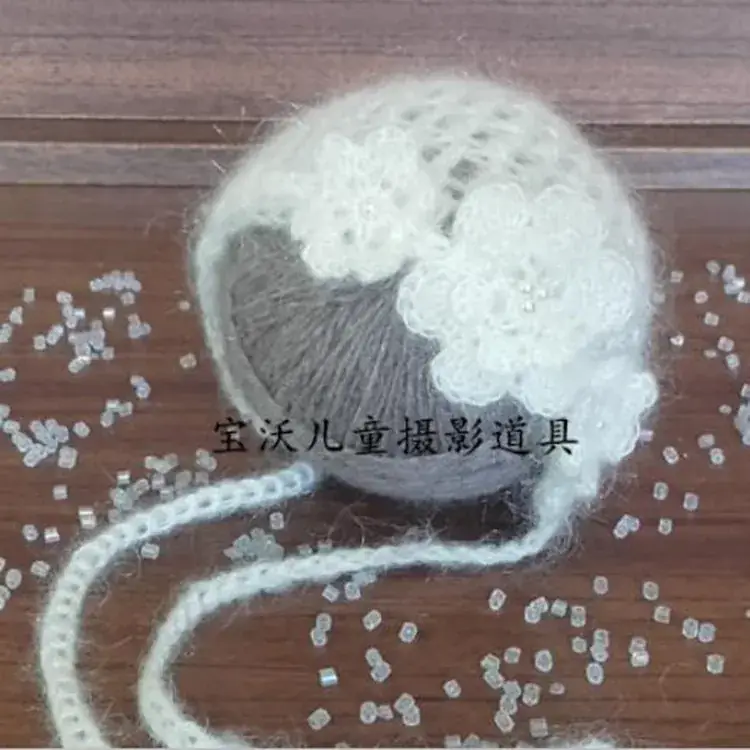 Newborn Baby Photo Props White High-end Mohair Hat - Image 25