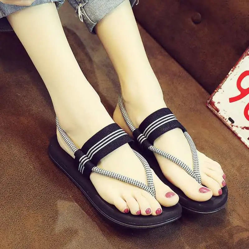 2025 Men's Black Crystal Strap Flip Flops