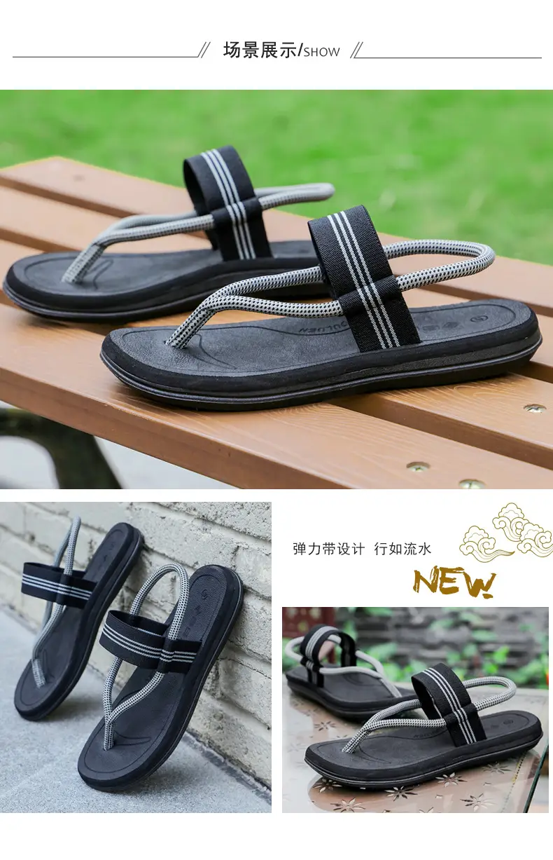 2025 Men's Black Crystal Strap Flip Flops — feature 14