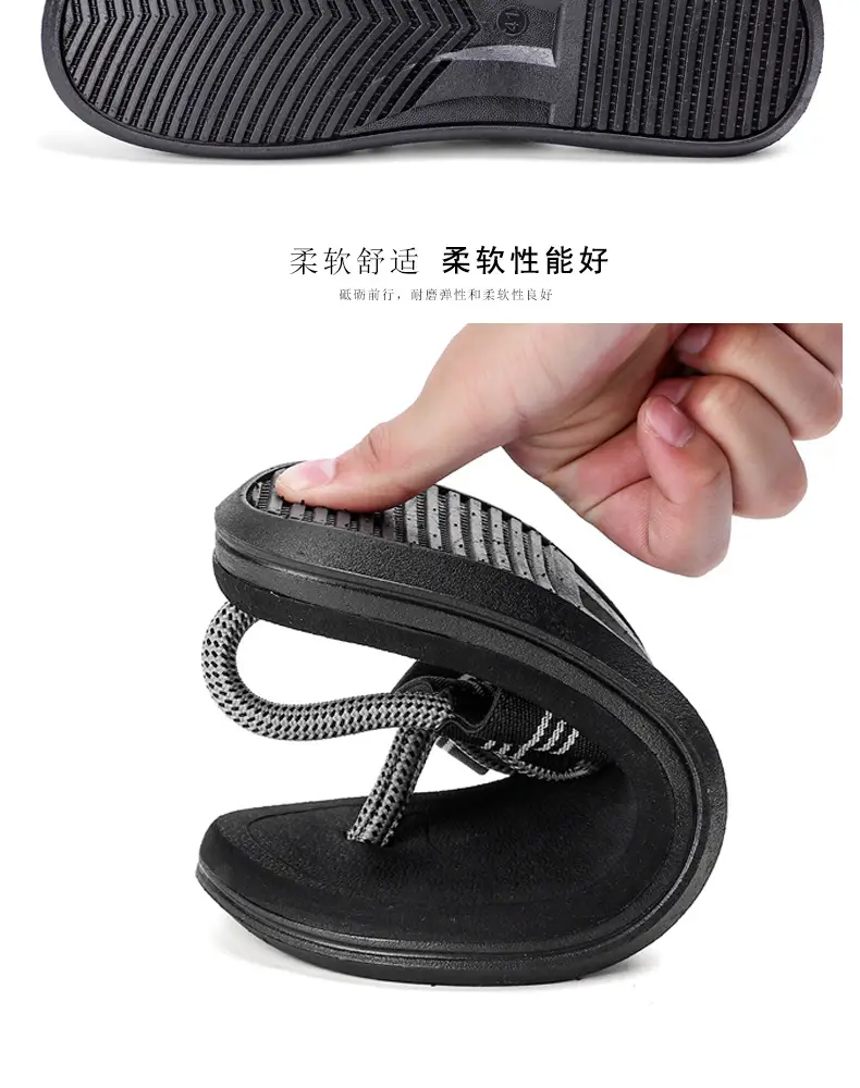 2025 Men's Black Crystal Strap Flip Flops — feature 7