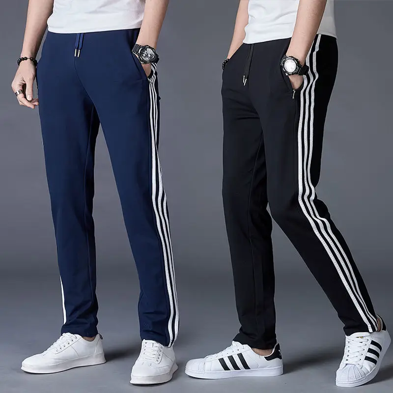 Men's Grey Sweatpants with 3-Stripes Plus Size