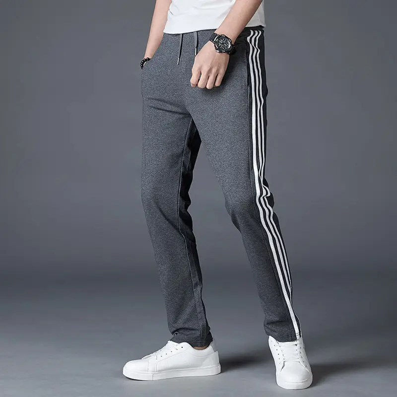 Men's Grey Sweatpants with 3-Stripes Plus Size - Image 2